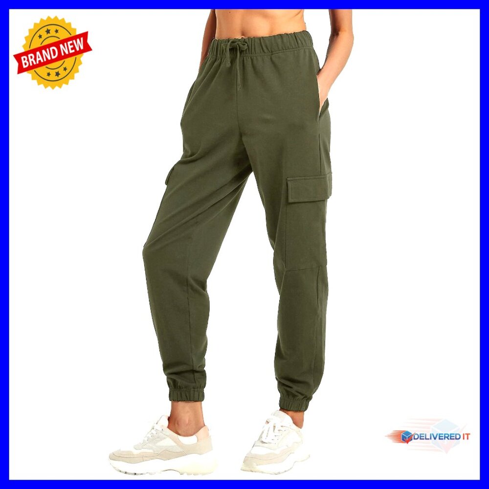Loose Cargo Sweatpants with Pockets, Elastic Waist, Gym Yoga Lounge Joggers